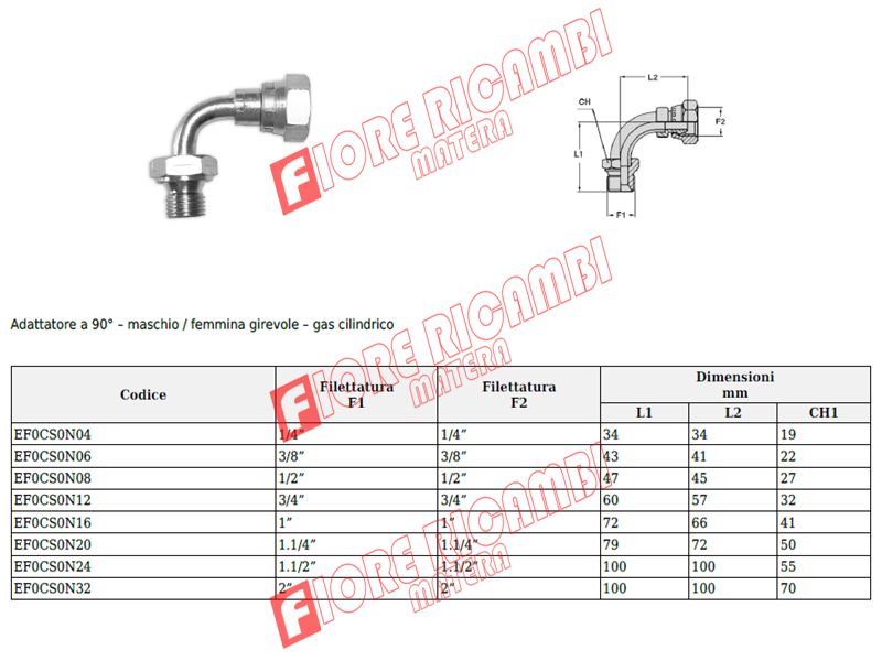 EF0CS0N12 - NIPLES M.3/4 GAS+F.GIR.90°3/4 GAS