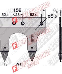 74.001 - DENTE DOPPIO FORO 5,5 X GS