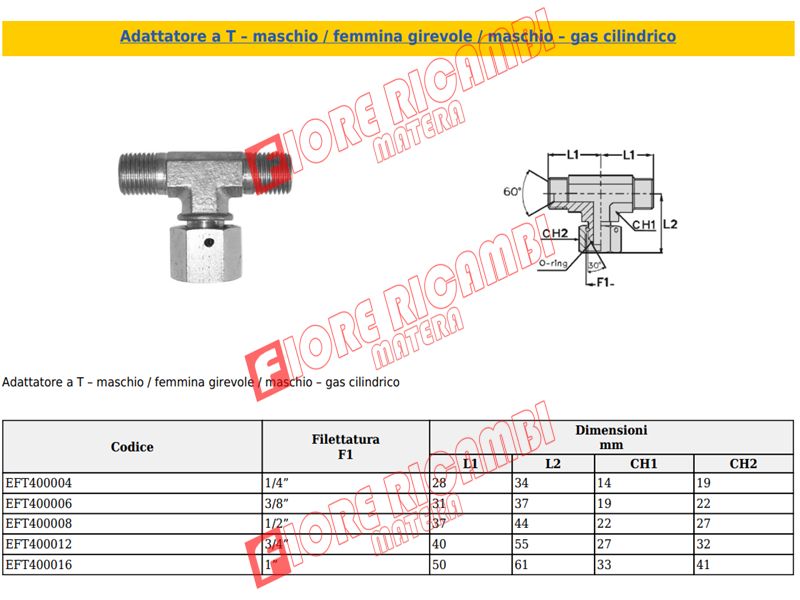 EFT400012 ADATT. A T M+M+F.GIR. 3/4 GAS/DSP