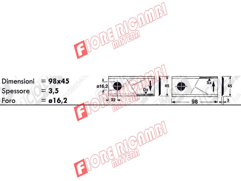 68.076 - LAMA DX. 98X45X3 FORO 16 KUN FORT